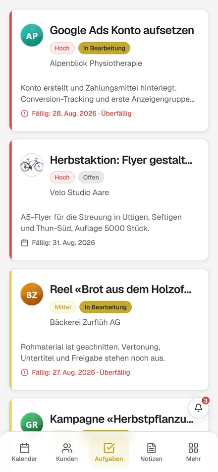 Aufgaben auf dem Handy