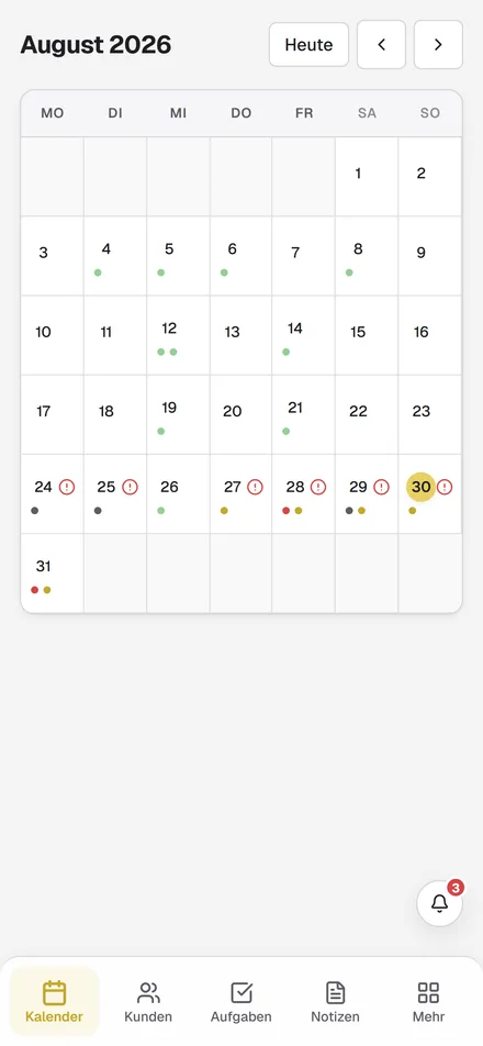 Kalender auf dem Handy