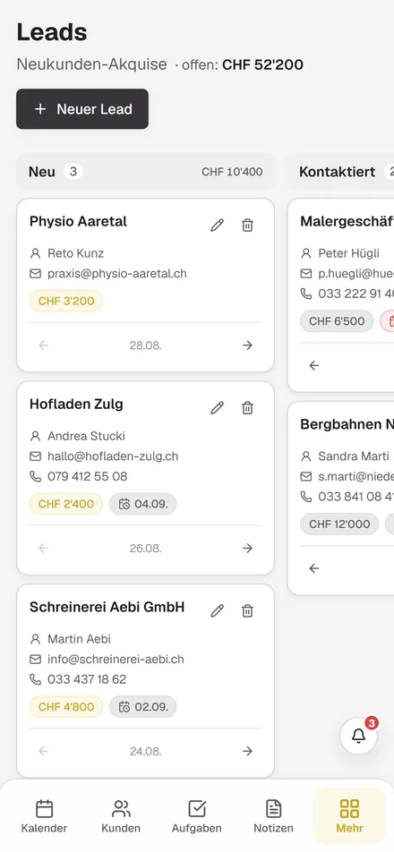 Leads auf dem Handy