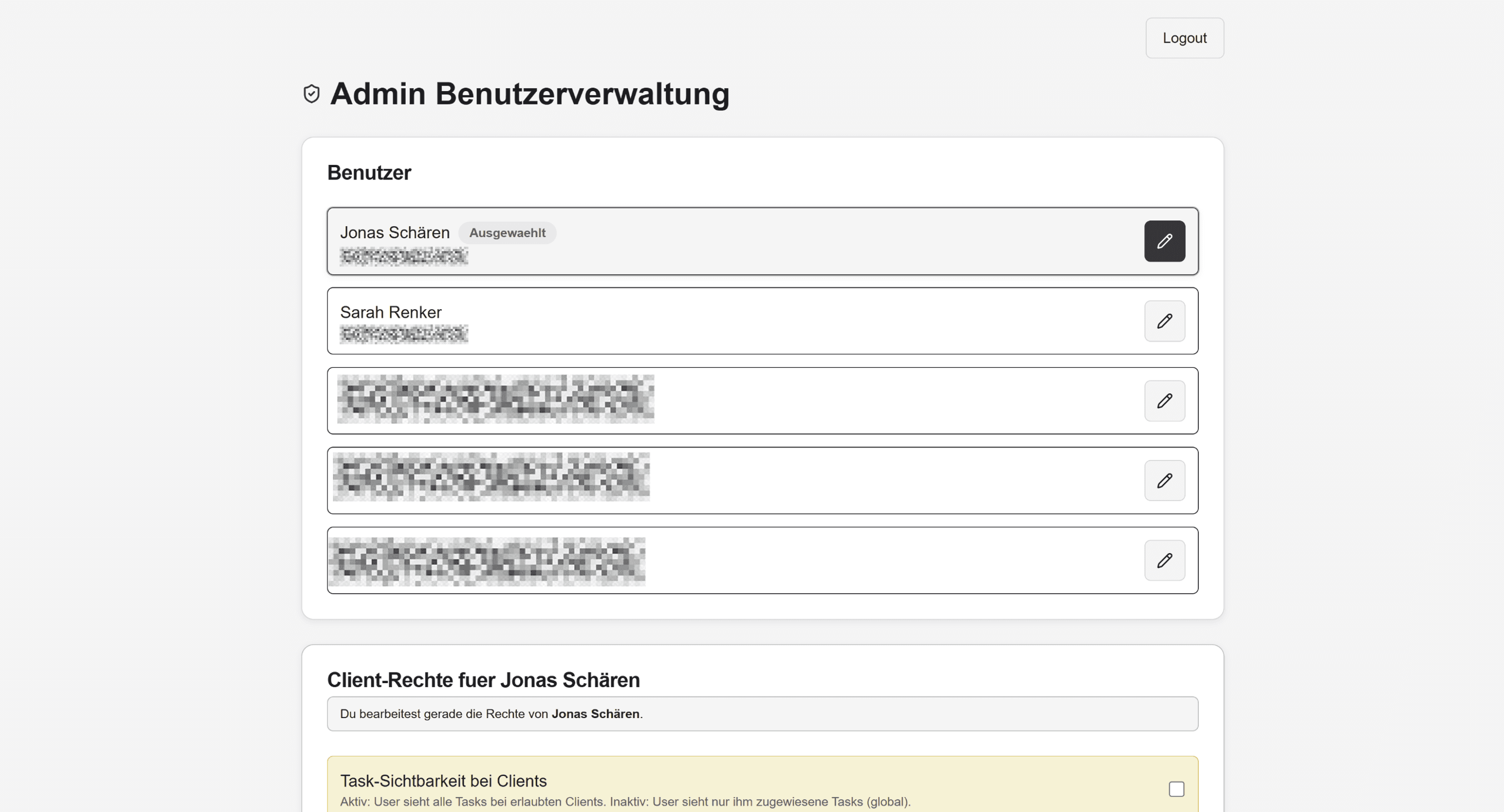 Tasks Übersicht – Desktop