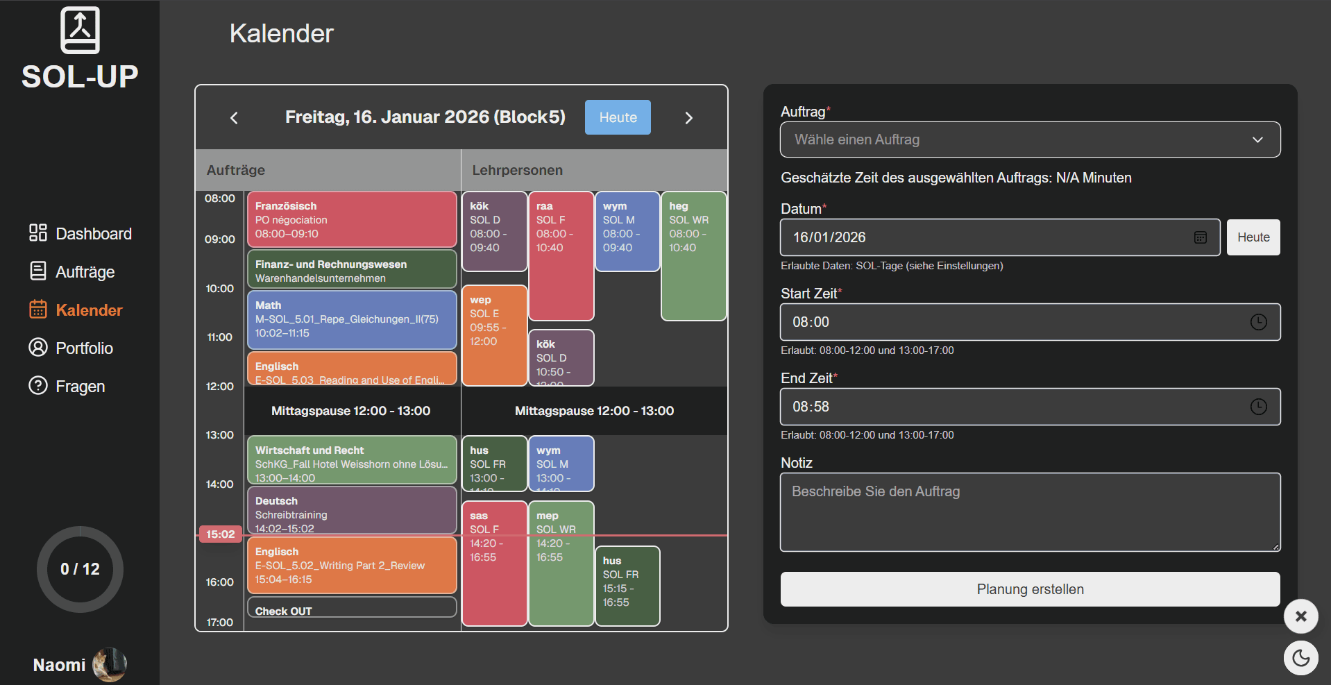 Kalender – Dark Theme