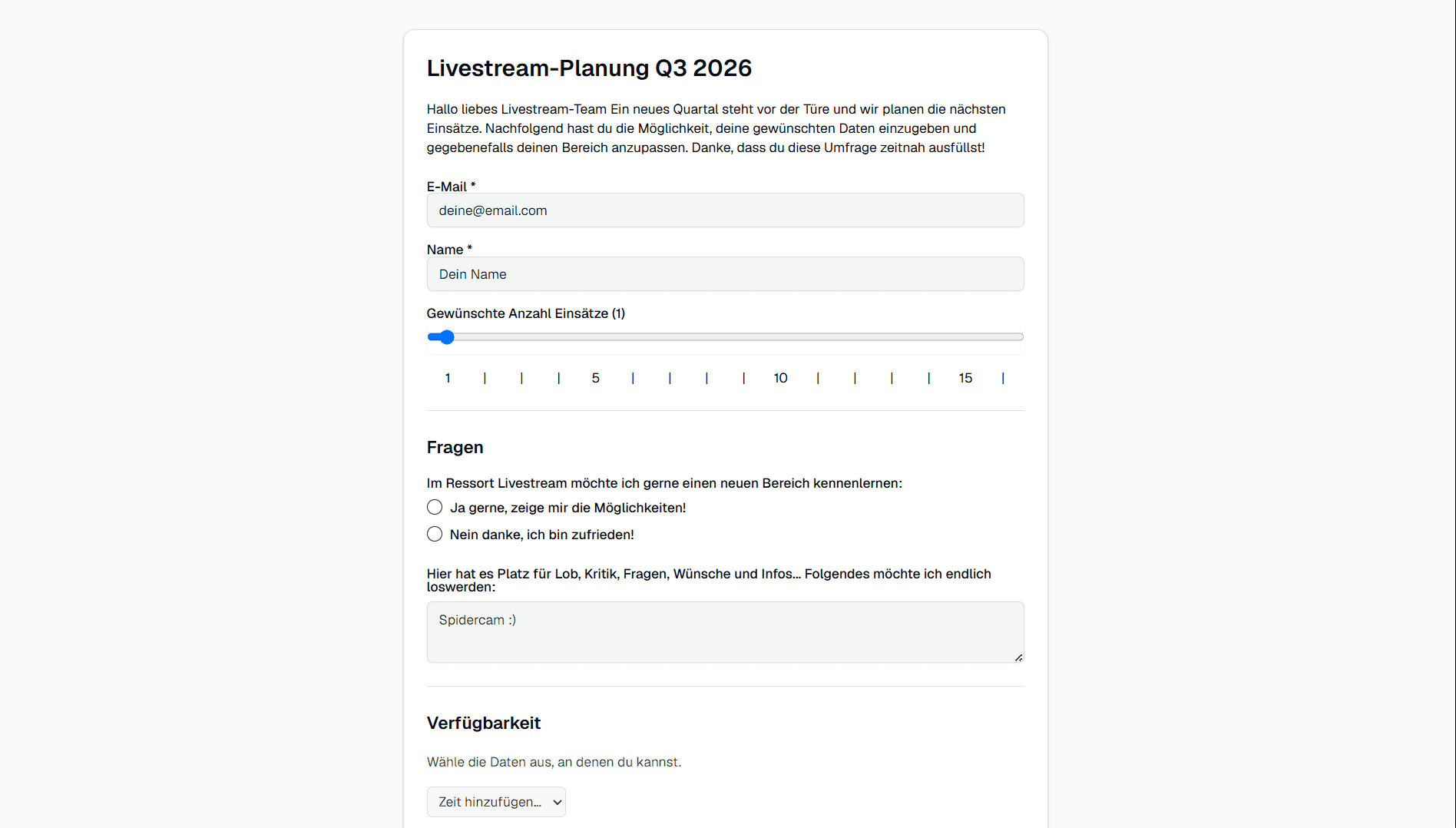 Öffentliches Umfrage-Formular