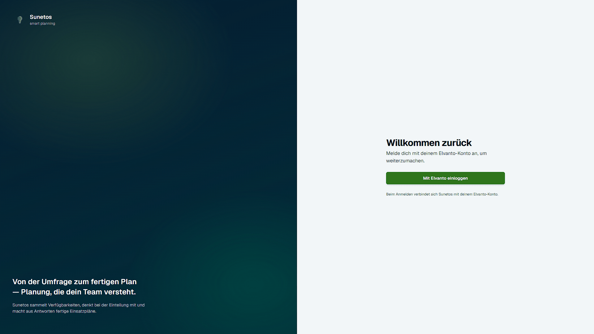 Sunetos Login mit Elvanto